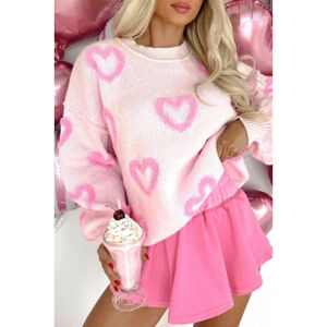 Cozy Pink On Pink Oversized Heart Sweater Size XLarge NWOT